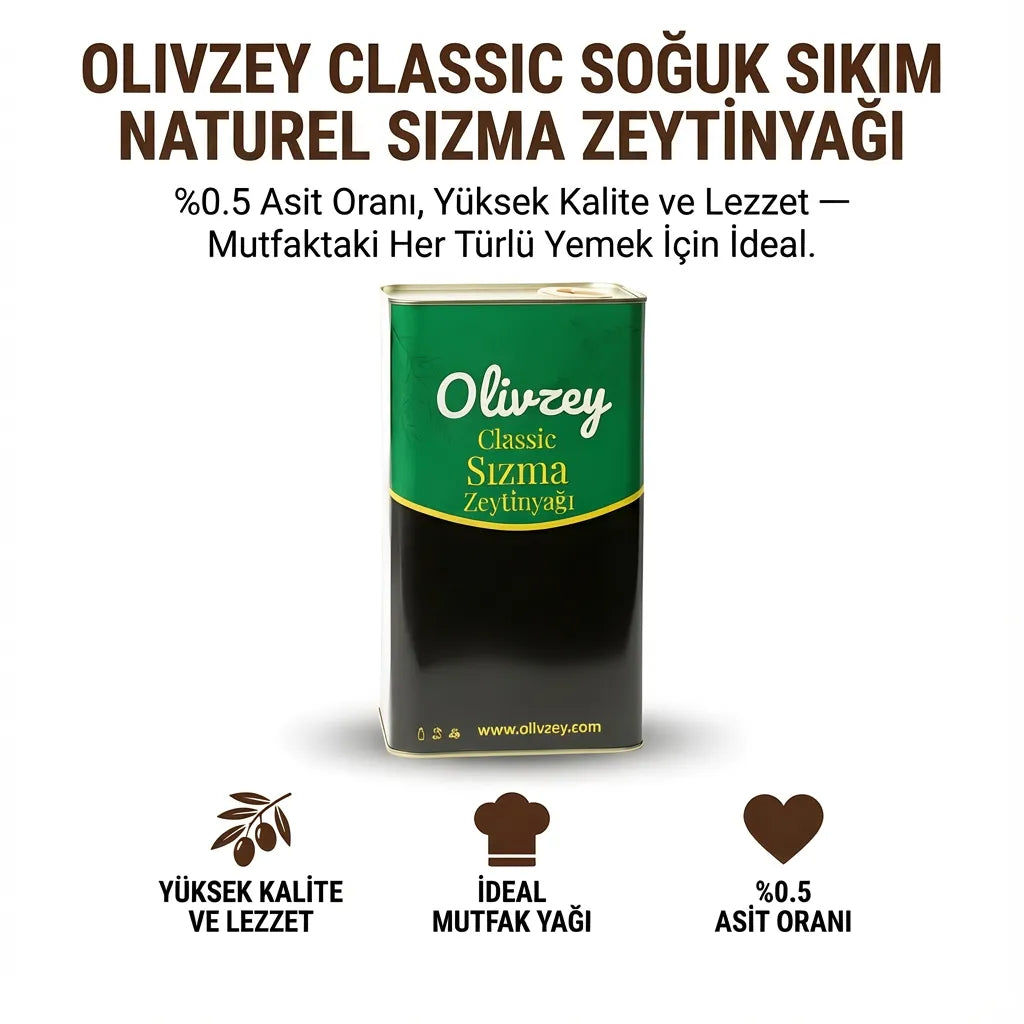 Olivzey Classic | Soğuk Sıkım Naturel Sızma Zeytinyağı 15L